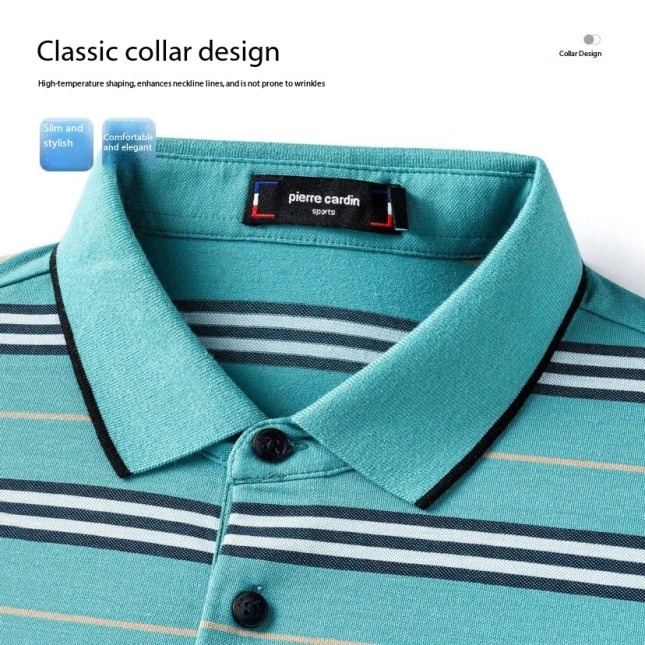 Pierre Cardin Men’s Green Striped Polo Shirt P61113013J56